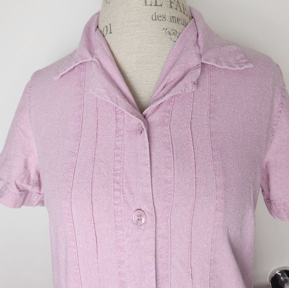 Pink Silk Button-Up Shirt Dress - Picture 6 of 12